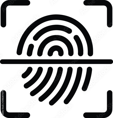 Foto Biometric fingerprint scanner icon, digital security identity verification symbo