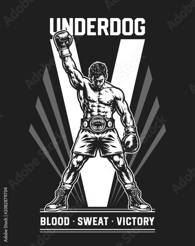 Underdog Boxing Champion Vintage T-Shirt Design