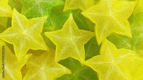 Arranged Starfruit Slices With Dew Drops