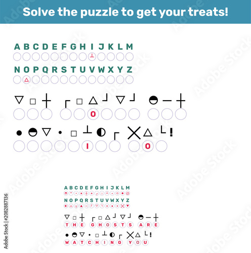 Foto Kids secret message decode crypto puzzle worksheet template