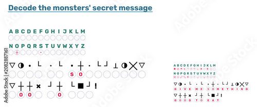 Tableau sur toile Monster secret message decode crypto puzzle activity page template
