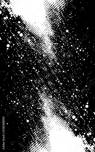 Abstract White Grunge Dust Texture Vector Illustration Design on Black Background, Distressed Grain Overlay, Vintage Noise Surface Effect.