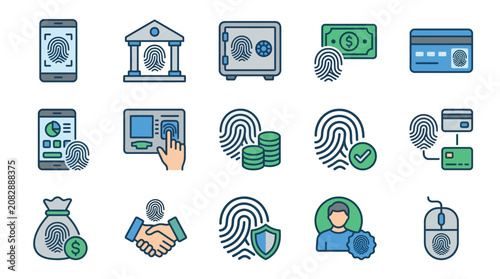 Cuadro en lienzo Financial icons for business and banking.