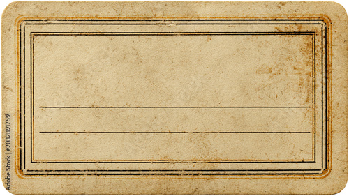 Old library card clipart, vintage paper texture with retro text lines, isolated on transparent background
