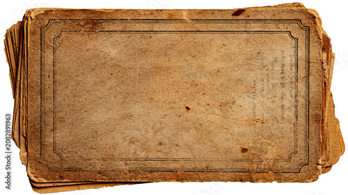 Old library card clipart, vintage paper texture with retro text lines, isolated on transparent background