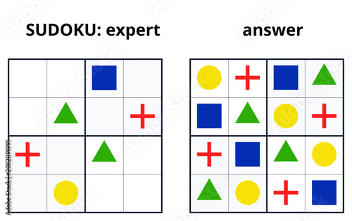 Children's expert level Sudoku puzzle with shapes