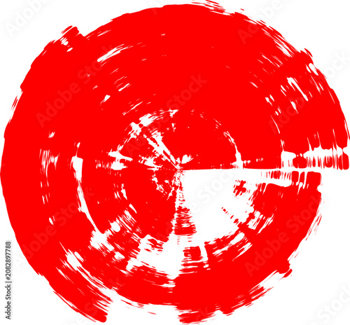 Vibrant Red Hand Painted Circular Brush Stroke Abstract Texture Design Element