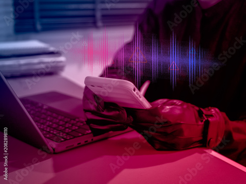 Quadro su tela AI voice scam and cyber fraud concept