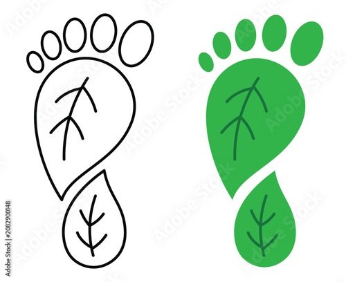 Eco Footprint Icons Representing Green Environment, Sustainable Living and Nature Conservation Awareness Concepts