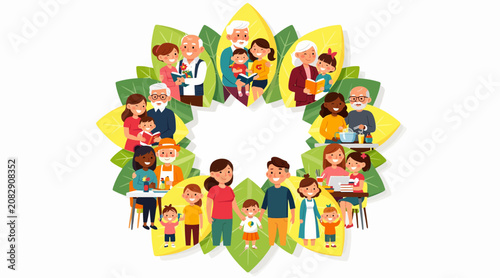 Diverse people of all ages forming a circle