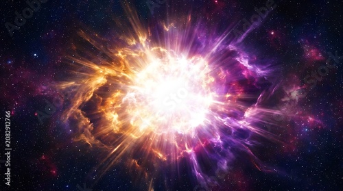 Vibrant cosmic explosion in space with stars and nebulae