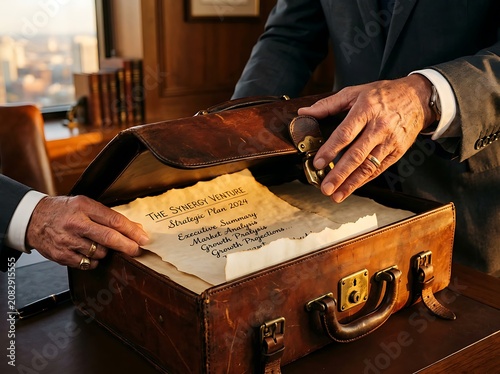 Businessman signing document in office setting.
