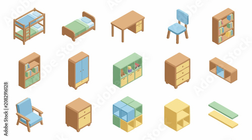 Fotografija Collection of various furniture icons.