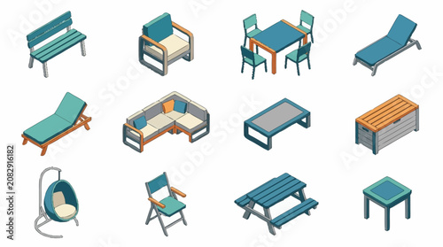 Collection of outdoor furniture icons.