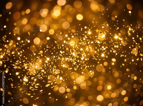 Golden Sparkling Bokeh Background Texture.