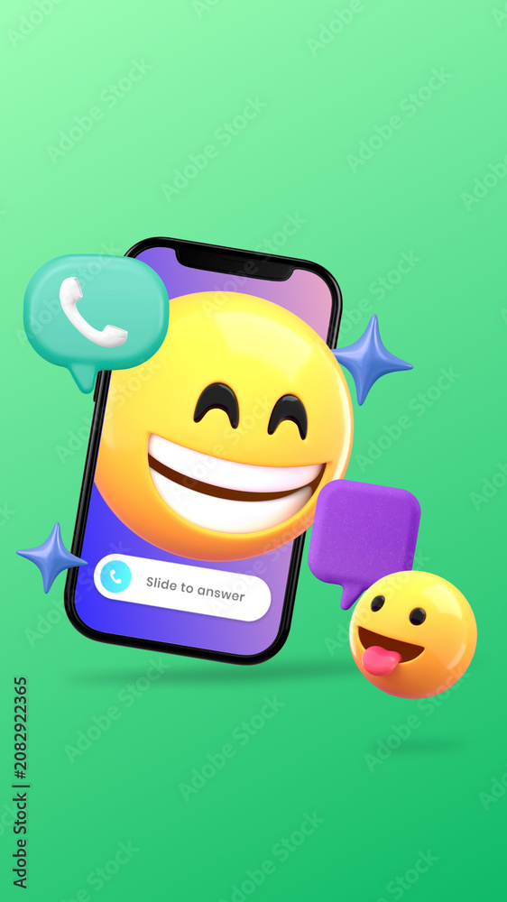 Fototapeta premium Video call iPhone wallpaper, 3D emoticons design