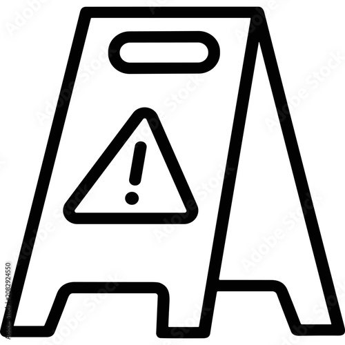 Yellow caution floor sign icon with exclamation mark.