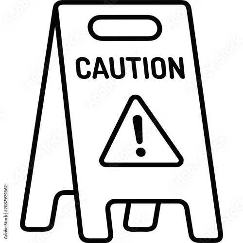 Yellow caution wet floor warning sign icon.