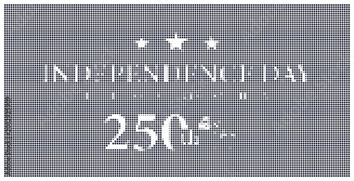 Independence day emblem with three stars and vintage typography elements.