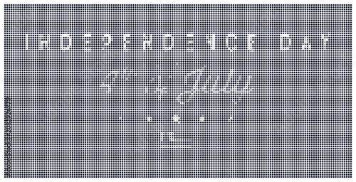 Independence day typographic design with star shape and dotted background.