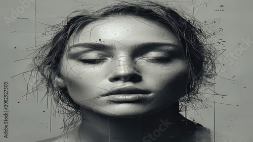 Woman with closed eyes portrait.