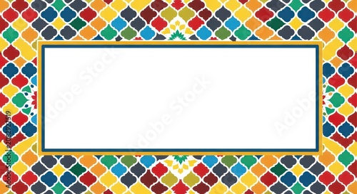 Colorful mosaic background with rectangle frame.