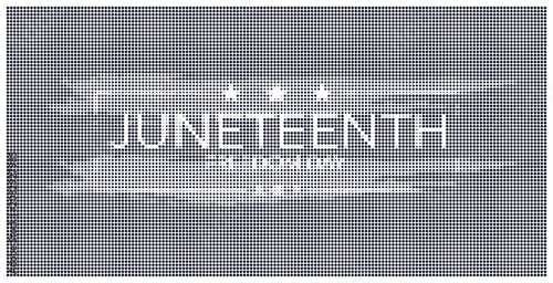Juneteenth celebration design with halftone dot art for holiday greetings.