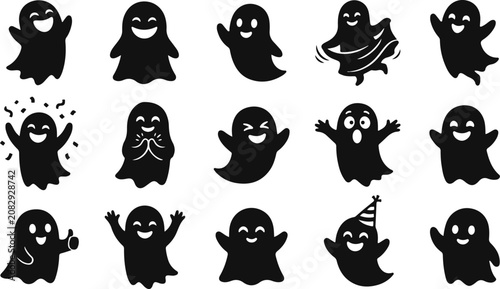 Cute Ghost Expression Vector Icon Collection