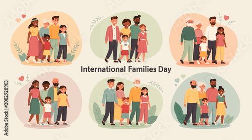 Diverse Families Celebrating Together - International Families Day Concept