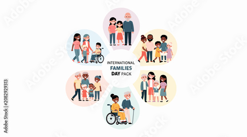 diverse family day pack illustration