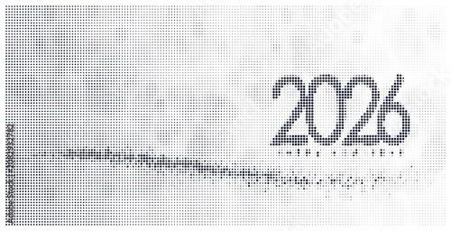 New year 2026 digital number design with halftone dotted background style.