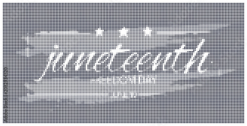 juneteenth holiday celebration design with halftone dot visual aesthetic.