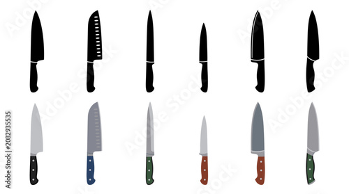 Foto Professional vector collection featuring different chef knife designs, classic c
