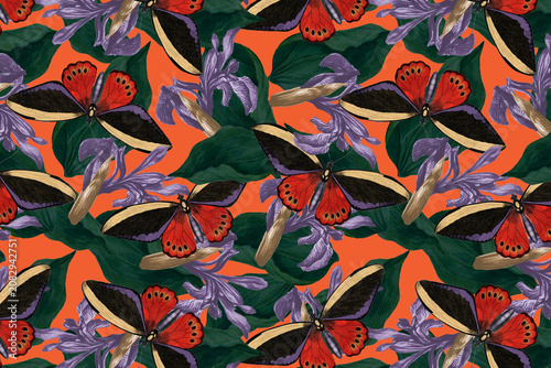 Foto Butterfly seamless pattern background, exotic nature remix from The Naturalist's
