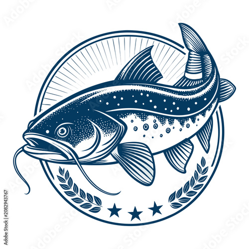 Create Bold Stroke Vintage Catfish Sty Professional Photo Ideal for Marketing