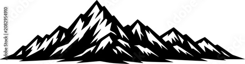 Minimal Mountain Range Outline Line Art Vector Illustration