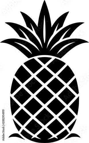 Minimal Pineapple White Outline Line Art Vector Illustration