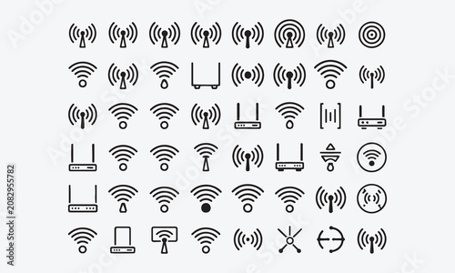 Wifi internet icons symbol set, wifi logo button collection