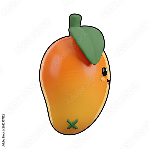 Cartoon Mango Character Isolated on Transparent Background