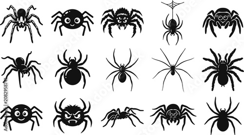 Halloween Spider Set, Spider SVG Bundle, Spider Silhouette Vector Collection