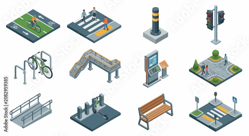 Isometric Urban Infrastructure and Public Amenities Collection.