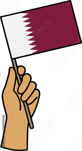 Hand holding the flag of Qatar. Hand holding the national flag of Qatar for sporting events