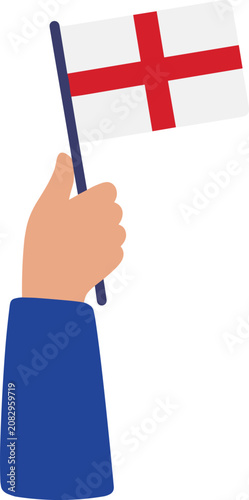 Hand holding the flag of England. Hand holding an English flag for national celebration or sports
