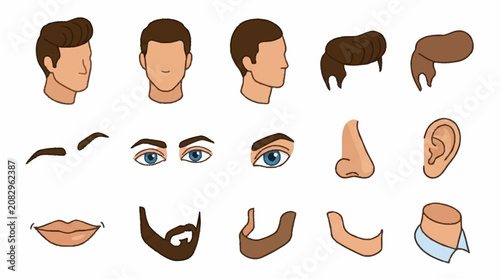 Obraz na plátně Facial features and hairstyles for illustration.