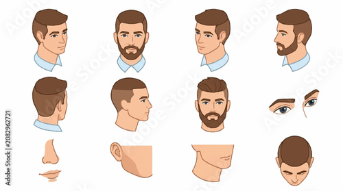 A collection of cartoon human face and body parts.