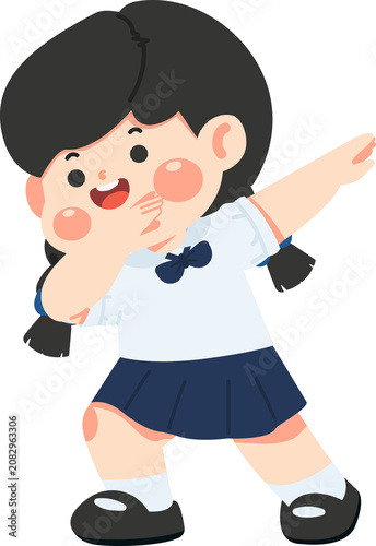 School Girl Performing Dab Dance Pose