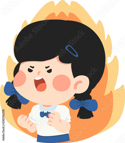 Angry Girl With Pigtails Expression