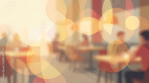 Soft Abstract Blurred Background Featuring Warm Golden Light Bokeh Over An Indoor Restaurant Setting For Modern Digital Design Projects