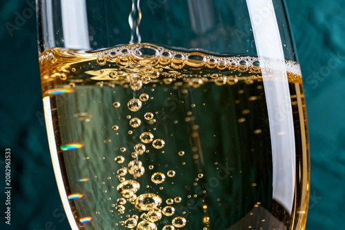 Champagne Bubbles Rising in Glass