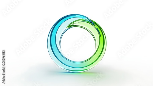 Abstract circular gradient ring with transparent glass effect on white background